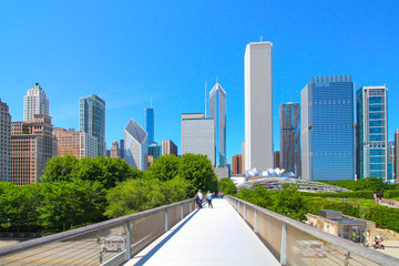 Obraz na płótnie Canvas USA - Chicago and Millennium Park view from a bridge