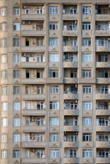 Fototapeta na wymiar Windows and balconies pattern in Baku, Azerbaijan