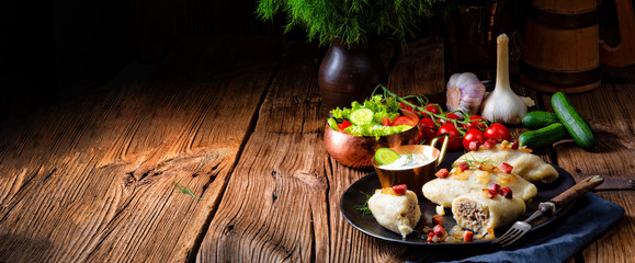 Rustic Cepelinai, a specialty Lithuanian and Polish cuisine. © Dar1930