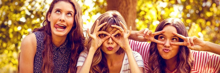 Happy friends making faces