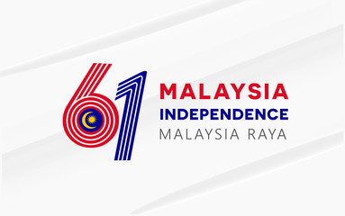 Happy malaysia independence day 61th with malaysian flag background vector illustration symbol