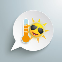 Round Paper Speech Bubble Weahter Icon Hot Sun Sunglasses
