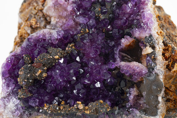 Crystal Stone macro mineral, purple rough amethyst quartz