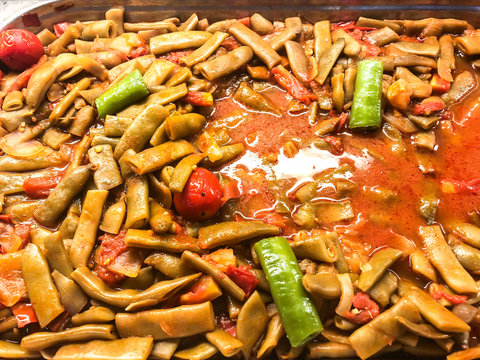 Stewed green string beans