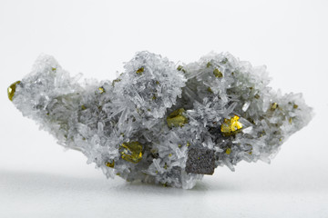 Pyrite and galena absorbed by quartz ,natural crystal,Close-up