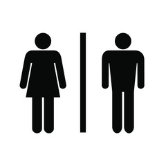 Fototapeta na wymiar Washroom logo. Icon toilet. Isolated black sign restroom on white background. Abstract symbols man and women. Vector illustration 