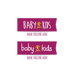 Purple Baby & Kids colourful fun vector logo template tag style, logo for business, pre-educational, baby care and industrial