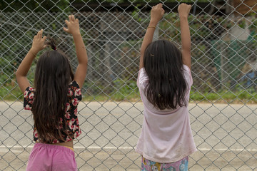 Hand with steel mesh, Catch hand with cage was imprisoned make Feeling no freedom or lack of freedom