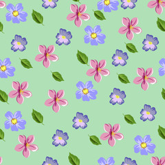 Fototapeta premium Seamless vector background with cute floral pattern. Design for cloth, wallpaper, gift wrapping. Print for silk, calico and other projects.