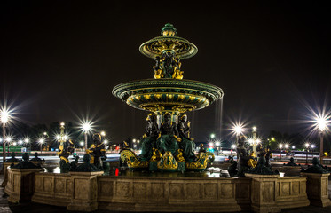 Place Concorde at night with fountains rivers and seas