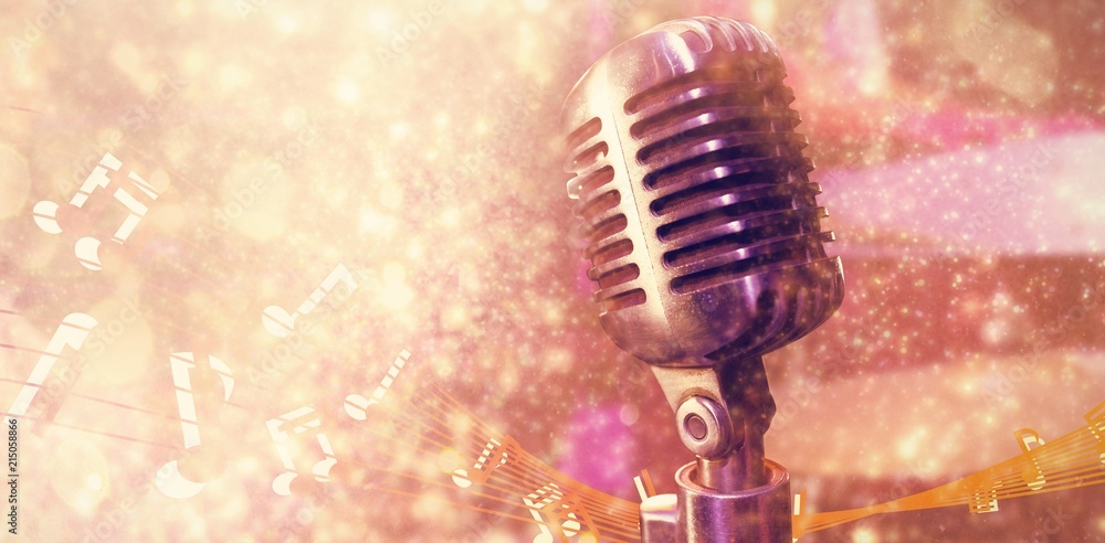 Poster composite image of close-up of microphone