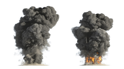 fire and smoke on white background  - obrazy, fototapety, plakaty