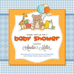 Baby shower card with toys