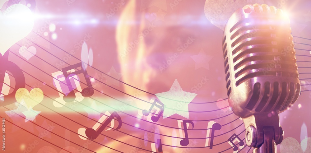 Poster composite image of close-up of microphone