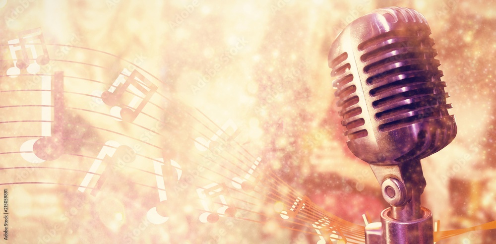 Poster composite image of close-up of microphone