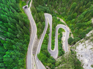 tunnel entrance in forest. aerial view from drone