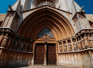 Tarragona cathedral in Catalonia, Spain. 12th-century Romansque and gothic architectural style