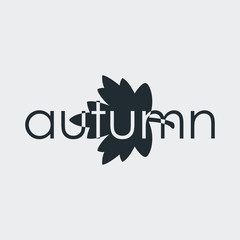 Logotipo autumn con hoja espacio negativo en fondo gris