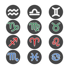 Zodiac sign vector silhouettes