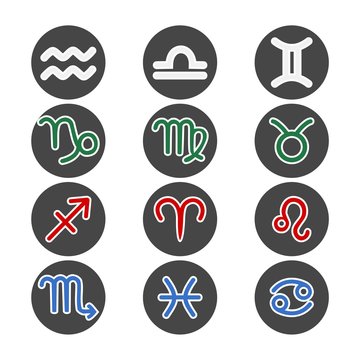 Zodiac sign vector silhouettes