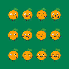Fototapeta premium Orange character set different options and emotions