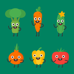 Vegetables set funny characters