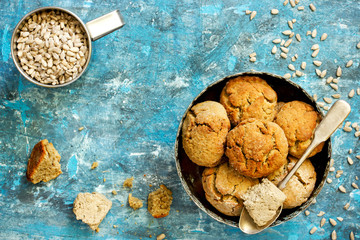Eastern cookies with sunflower seeds top view
