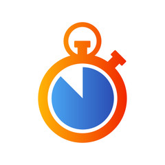 Icono plano cronometro cuenta atras en azul y naranja