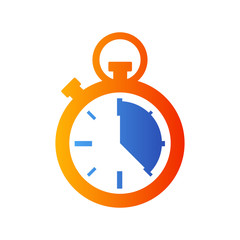 Icono plano cronometro paso tiempo en azul y naranja