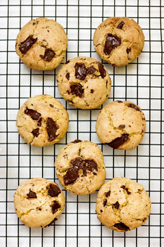 American chocolate chips cookies top view
