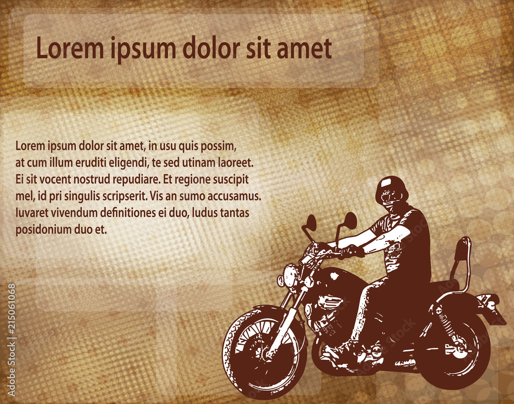 Poster motorcyclist on the abstract background - vector