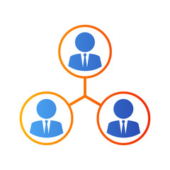 Icono plano network en azul y naranja