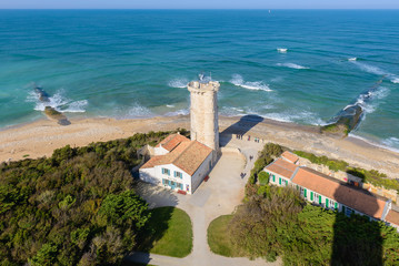 Fototapeta na wymiar View from the lighthouse of Whales (Phare des Baleines) in Re Island, France