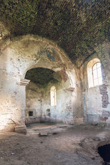 Fototapeta premium The ruins of an ancient church in Chervone. Ukraine
