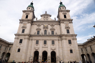 The famous Salzburg Cathedral (Salzburger Dom) on Domplatz, Austria