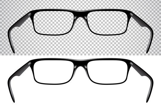 Realistic glasses for vision, back view, isolated on white
