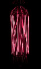 Red vintage lamp on a black background