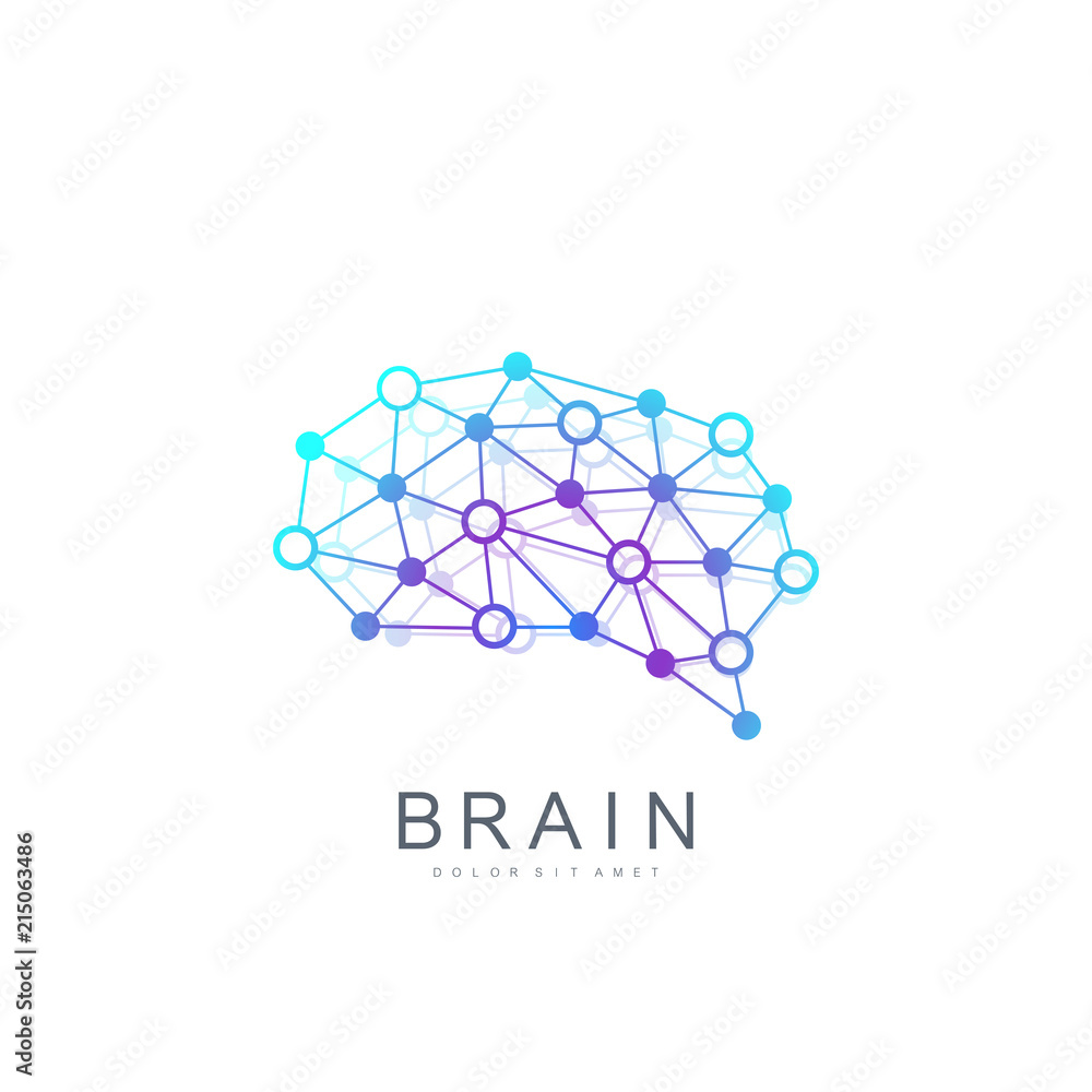 Poster colorful vector template brain logo. creative idea concept design brain logotype icon.