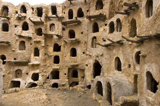 Berber granary with Ghorfas at Ksarr Qasr-al-Hadj Nafusah Mountains Libya