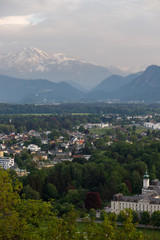 Fototapeta na wymiar Beautiful view from the Hohensalzburg fortress, a panorama of Salzburg