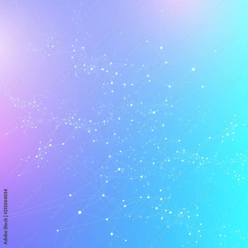 Leinwandbilder Technology abstract background with connected line and dots. Big data visualization. Perspective backdrop visualization. Analytical networks. Vector illustration.