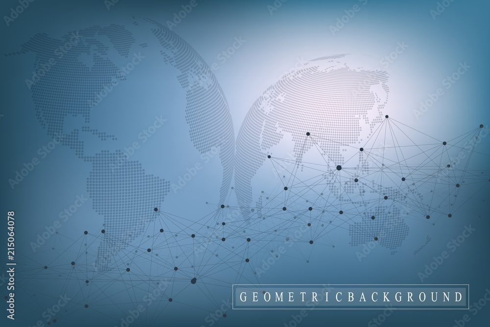 Poster Big data visualization. Graphic abstract background communication. Perspective backdrop. Minimal array. Digital data visualization. Representing the global, international meaning. Vector illustration.