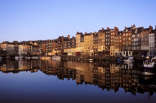 Old harbour at dawn, Honfleur, Normandy, France, Europe