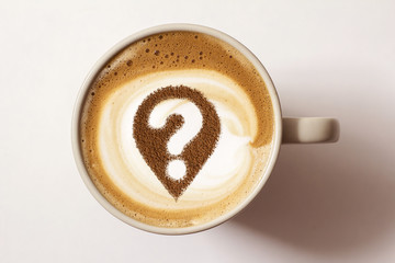 Coffee cup with question mark
