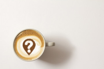 Coffee cup with question mark