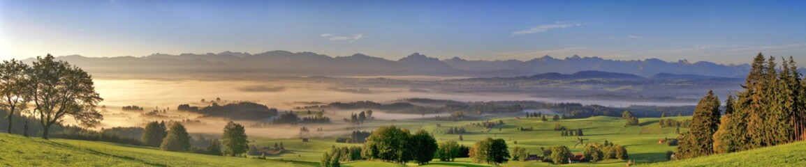 Auerberg Mountain, view towards Fuessen, Bavaria, Germany, Europe