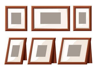 Picture frame collection. Wall frame and table frame. Template for photo, vintage style design. Flat vector illustration isolated on white background