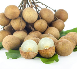 Fresh longan fruits isolated on white background