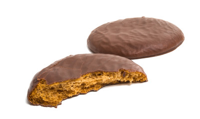biscuit in chocolate glaze isolated