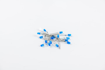 5mm light-emitting diodes.Pile of LEDs, toned blue.